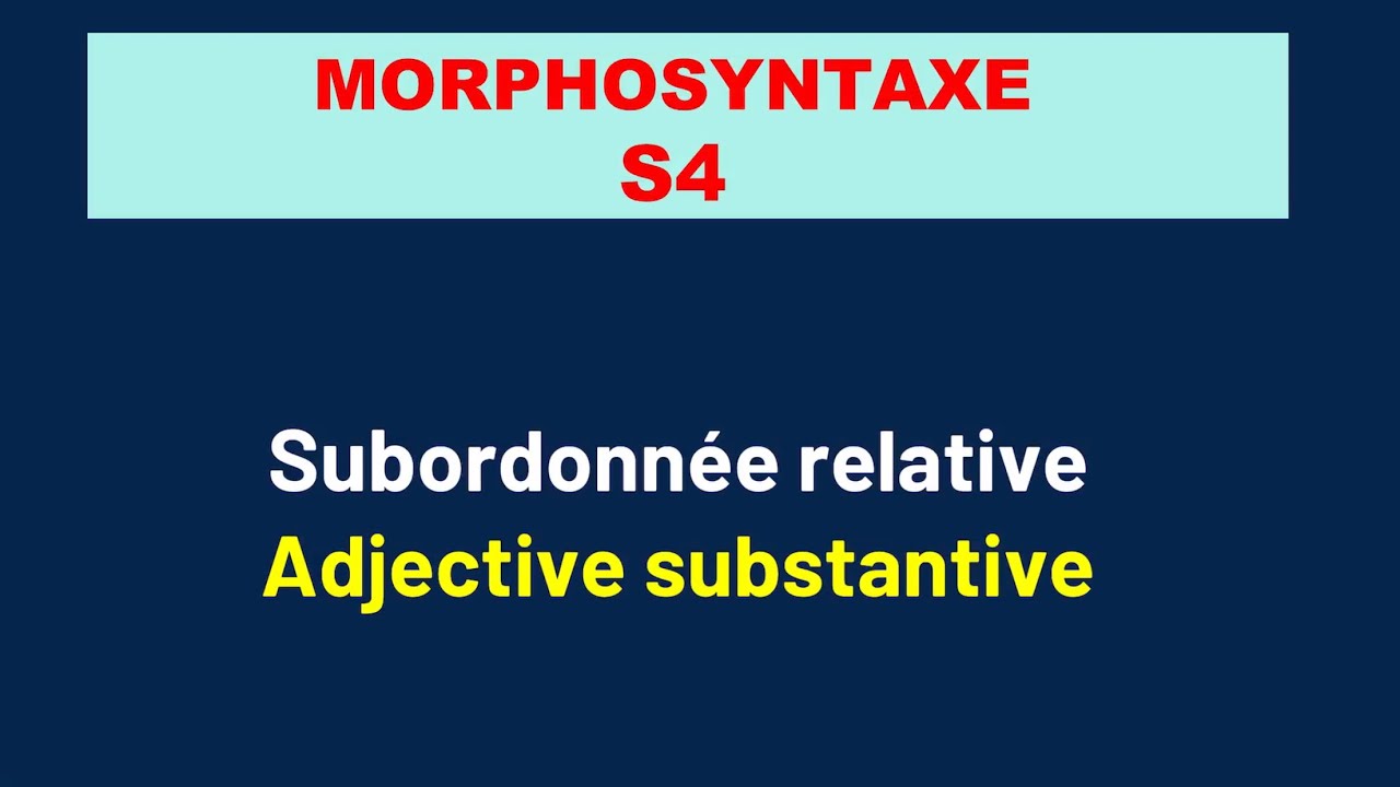 Les subordonnées relatives Morphosyntaxe s4