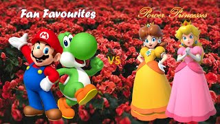 Mario Tennis Aces - Mario And Yoshi Vs Peach And Daisy Fan Favourites Vs Power Princesses