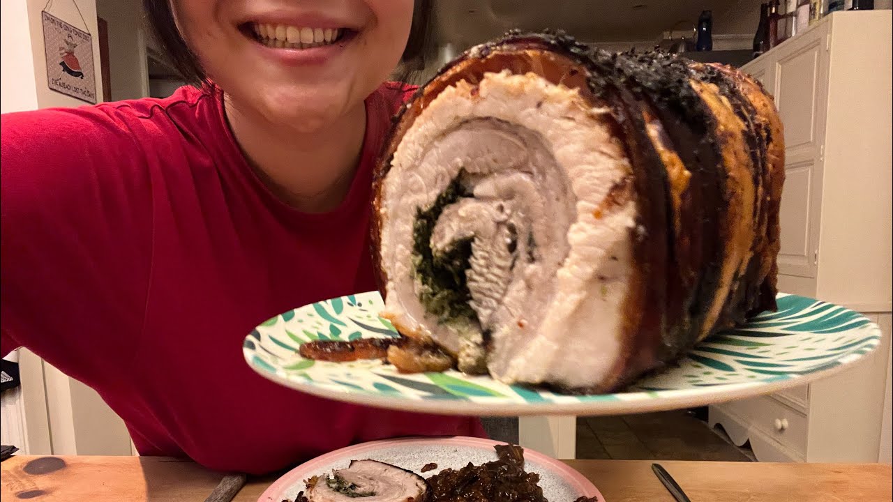 ASMR MUKBANG JAMIE OLIVER’S PORK BELLY AND FENNEL RISOTTO CRUNCHY AND