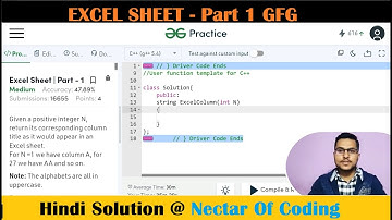 Excel Sheet || GFG || Problem of the Day || Lokesh Kaushik