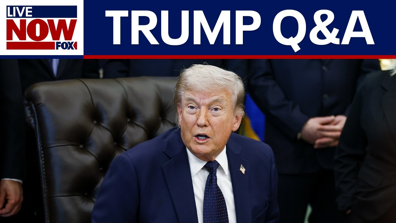 Trump takes questions from reporters in Oval Office