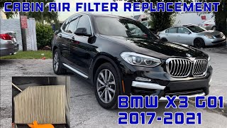 How to replace cabin air filter in a BMW X3 2017 2018 2019 2020 2021 G01