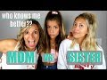 WHO KNOWS ME BEST CHALLENGE!! (MOM VS SISTER)