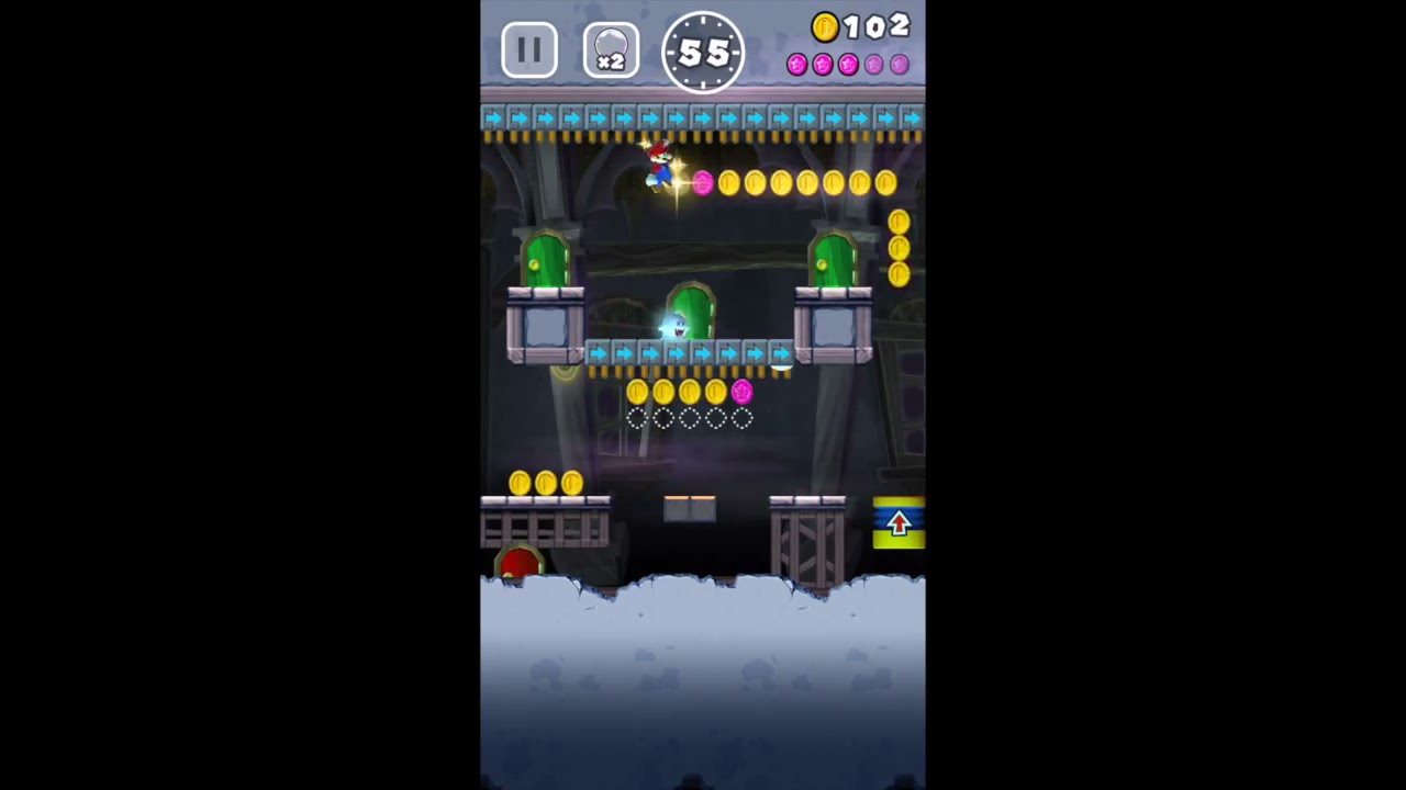 スーパーマリオ ラン【攻略】: ワールドツアーモード2-1「おばけドアのやしき」カラーコインコンプリート攻略 | Appliv Games