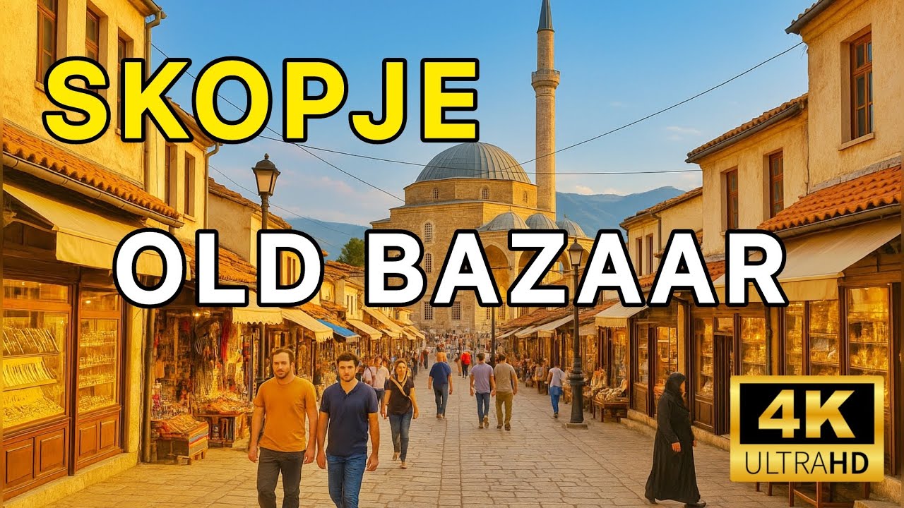 Skopje Old Bazaar, North Macedonia  Walking Tour in 4K