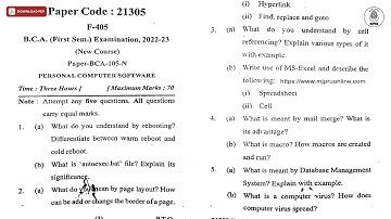 BCA 1ST SEM PERSONAL COMPUTER SOFTWARE 2023 | MJPRU