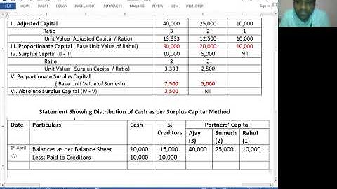 Surplus Capital Method - Piecemeal Distribution of Cash Problem 1