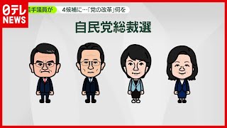 【自民総裁選】4候補に若手議員が聞く…「党の改革」何を