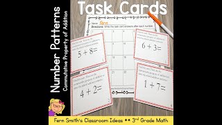 3rd Grade Go Math 1.1 Number Pattern Commutative Property of Addition Task Cards