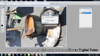 Photoshop 7  Grayscale photo, rotate and crop tutorial screenshot 2
