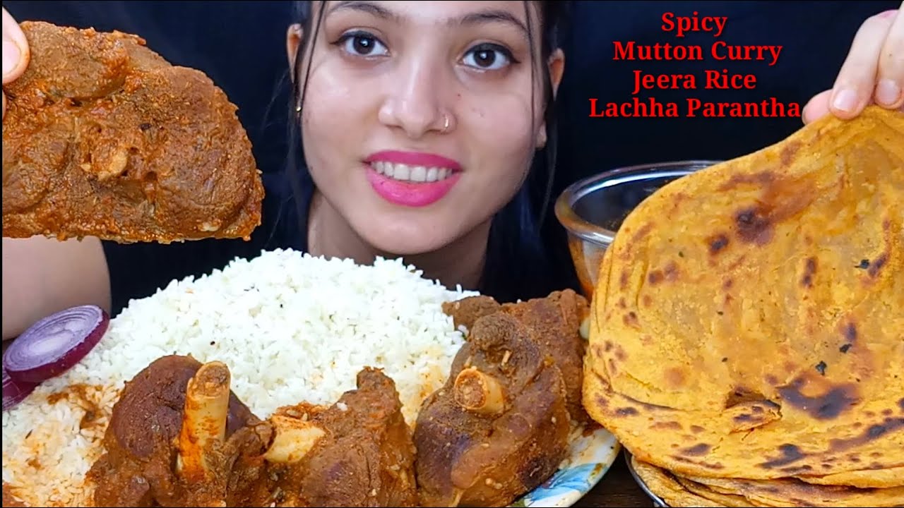 Eating Spicy Mutton Curry, Jeera Rice Lachha Parantha | Huge indian Food Eating Mukbang | Foodie JD