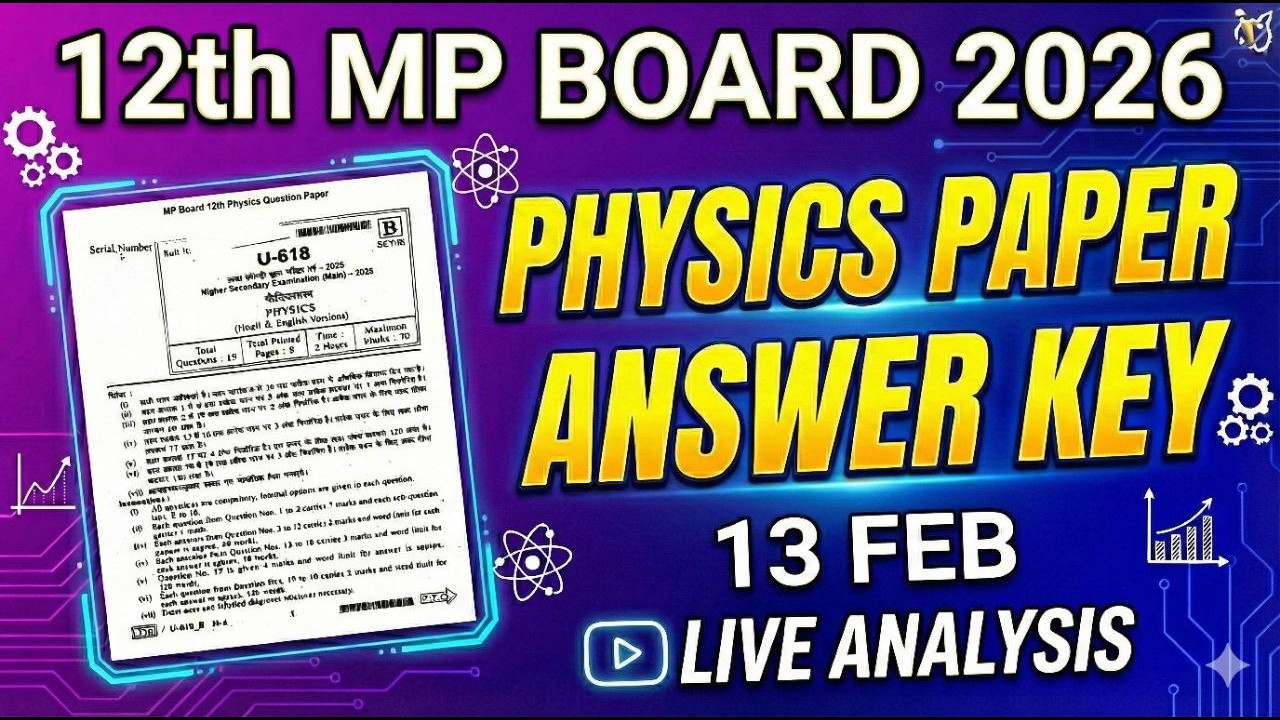 MP Board 12th Physics Paper Solution 2026 Class 12 MP Board  Exam 2026 Physics Paper Answer Key 2026