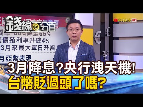 《3月降息?央行洩天機! 台幣貶過頭了嗎?》【錢線百分百】20240117-3│非凡財經新聞│