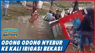 Odong odong Nyebur ke Kali Irigasi Bekasi, Penumpang Ibu ibu hingga Anak Basah Kuyup
