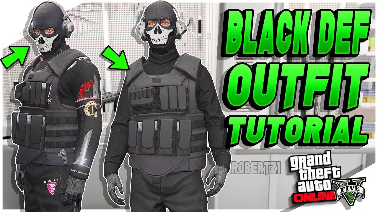 GTA 5 BLACK Body Armor BLACK Joggers Tryhard BLACK DEF Outfit Tutorial