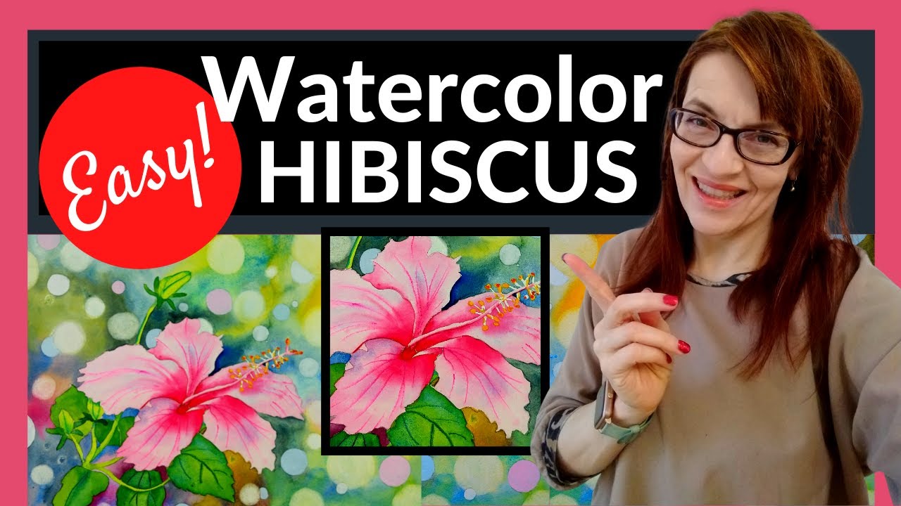 Hibiscus Flower Painting (EASY Watercolor tutorial)