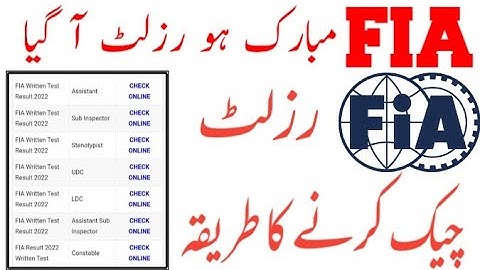 Check FIA Result 2022 || FIA Written Test Result