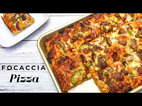 FOCACCIA PIZZA  No Knead Focaccia Bread Pizza