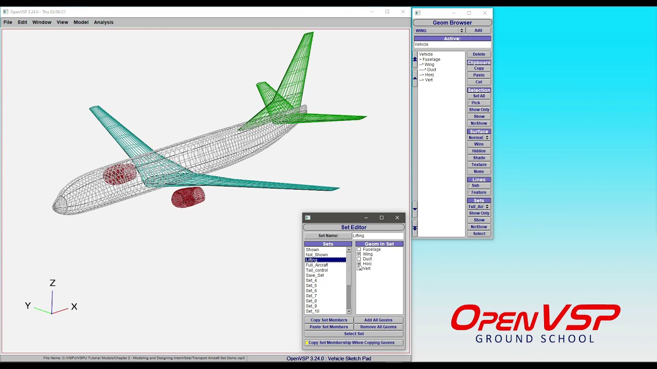 OpenVSP Ground School  Tutorials training and best practices for  designing and analyzing with Open Vehicle Sketch Pad