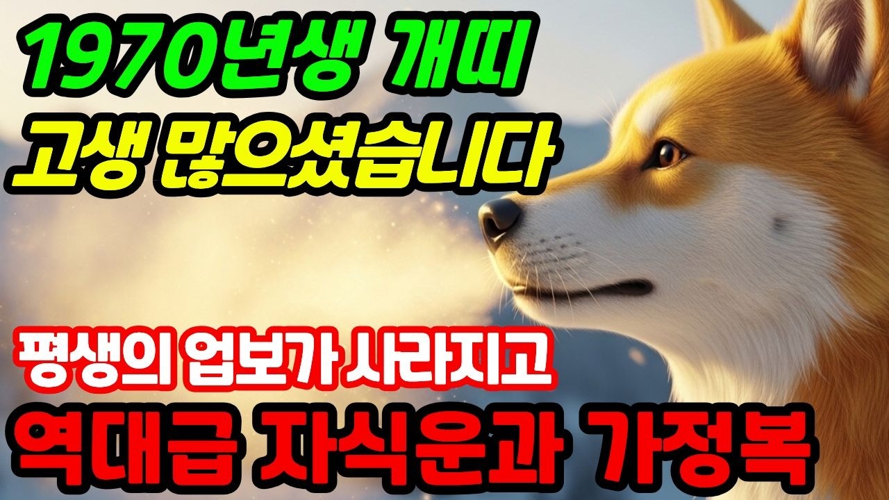 1970년 경술생 개띠라면 무조건 보세요! 평생의 업보가 사라지고 자식이 성공해서 돌아오는 기막힌 운세 / 죽을 고생 끝내고 들어오는 황금빛 대운