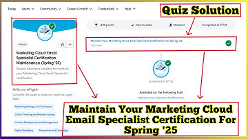 Marketing Cloud Email Specialist Certification Maintenance Spring 