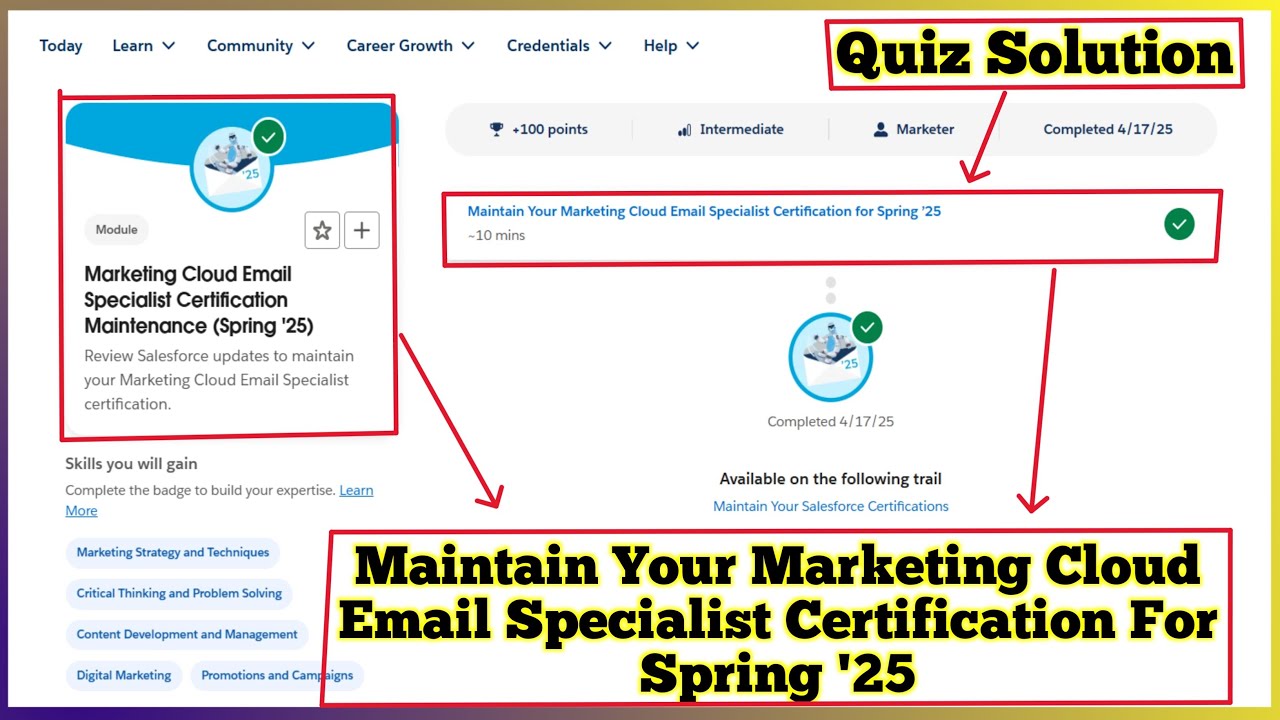 Marketing Cloud Email Specialist Certification Maintenance Spring '25