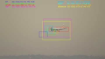 OpenCV 4.5.2 all tracking algorithms test. #1 from ##. Plane landing.