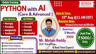 PYTHON with AI (CORE & ADVANCED) Online Training @ DURGASOFT