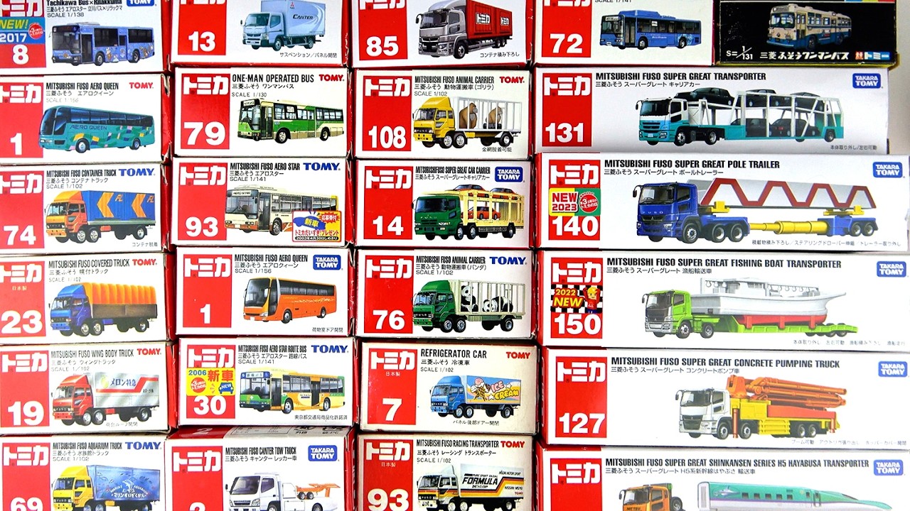 Unboxing all 26 Mitsubishi Fuso Tomica cars released over 50