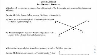 Geo H Unit 5 Lesson 8 Midpoint Formula (a)