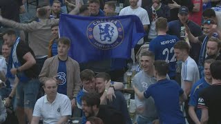 Chelsea fans react after scoring during Champions League final | AFP