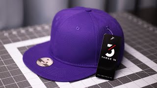 Blank purple flat bill snapback hat by Three In Overview