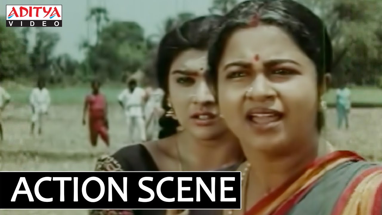 Radhika Superb Action Scene In Palnati Pourusham - Krishnam Raju, Radhika, Charan Raj, Brahmanandam