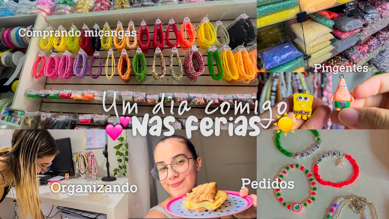 UM DIA COMIGO NAS FÉRIAS | comprinhas na loja de miçangas, montando pedidos, treino…