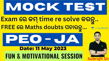 PEO & JA - FREE MOCK TEST | Important and Selected MCQs | Subrajit Sir  | Unacademy Live -  OPSC