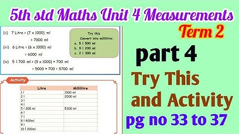 5th std Maths-Unit 4 Measurements- capacity (Try This )