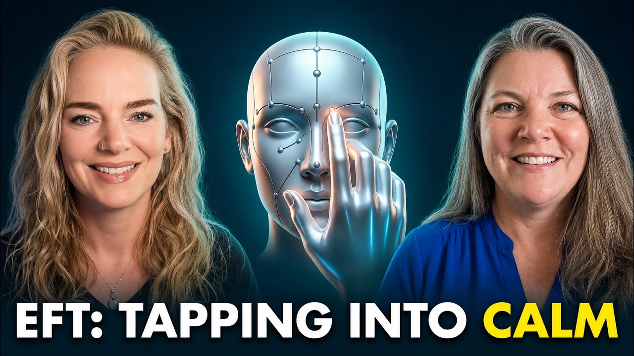 two women and a futuristic head in between them that taps on the forehead 