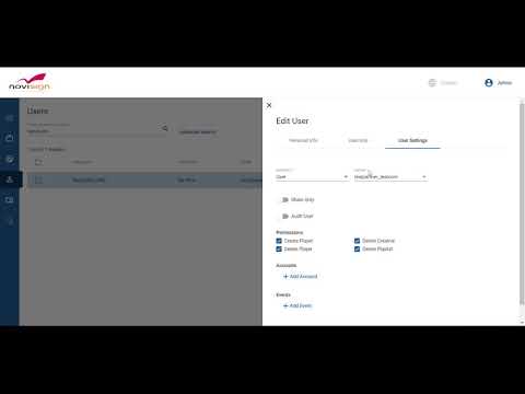 How to set and remove NoviSign user permissions?