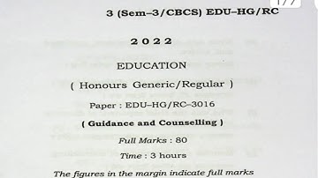 BA 3rd Semester Education Honours Generic / Regular CBCS Question 2022 Gauhati University