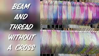 Dressing my loom without a cross, weaving and finishing up the Iridescent Rainbow warp