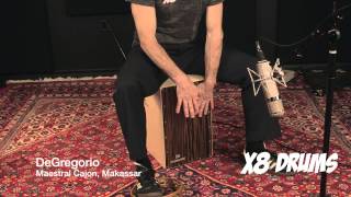 DeGregoio Maestral Cajon, Makassar
http://www.X8Drums.com The Maestral Cajon by De Gregorio is a brilliant percussion instrument constructed of 9mm Birch Plywood with a Birch rear panel, featuring the newly removable front plate.
Learn more and purchase here: http://www.x8drums.com/De-Gregorio-Maestral-Cajon-Makassar-p/dgc10mk.htm
This model features the Makassar veneer (black-and-brown) wood finish on the 2mm birch plywood Tapa (Front plate). An extra front panel (2.55mm) of birch plywood with stained black finish can be easily removed for a fresh, interesting tone.
Performance by Noah Mosgofian DeGregoio Maestral Cajon, Makassar