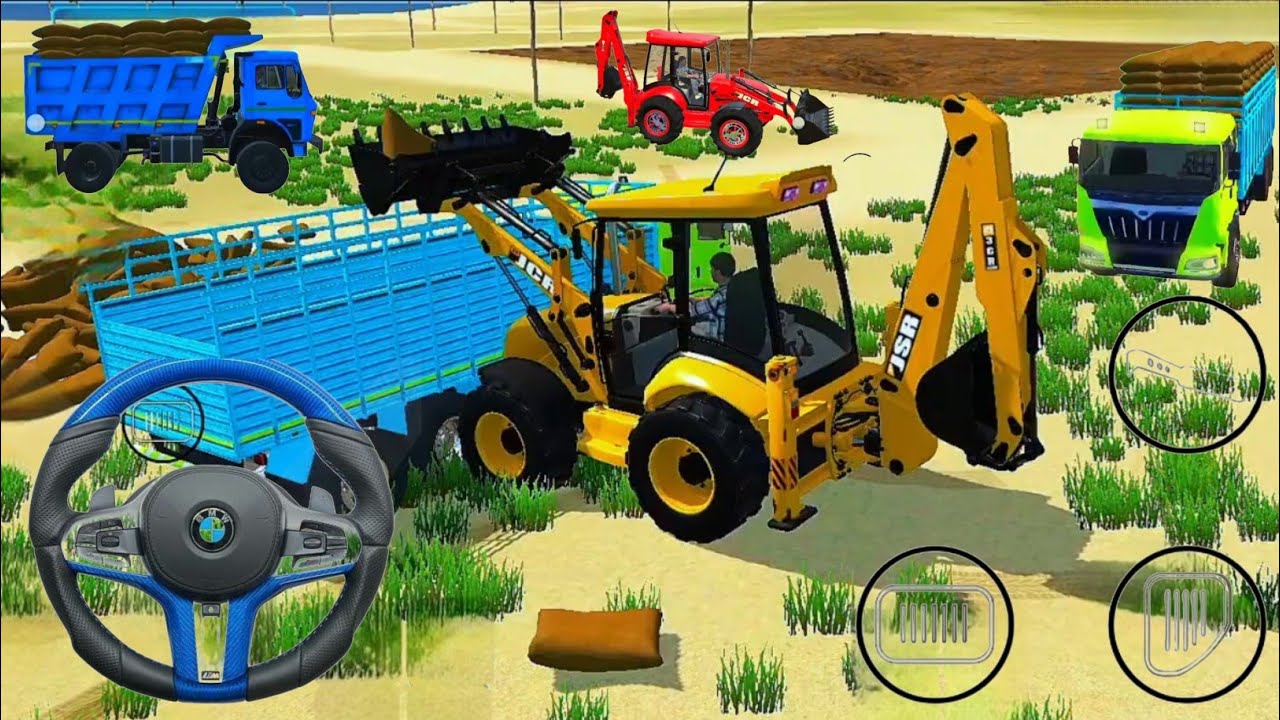 🟡Drive JCB and Uploading 🌾🏗️ wheat From Dumper🌋 Truck in Game | 