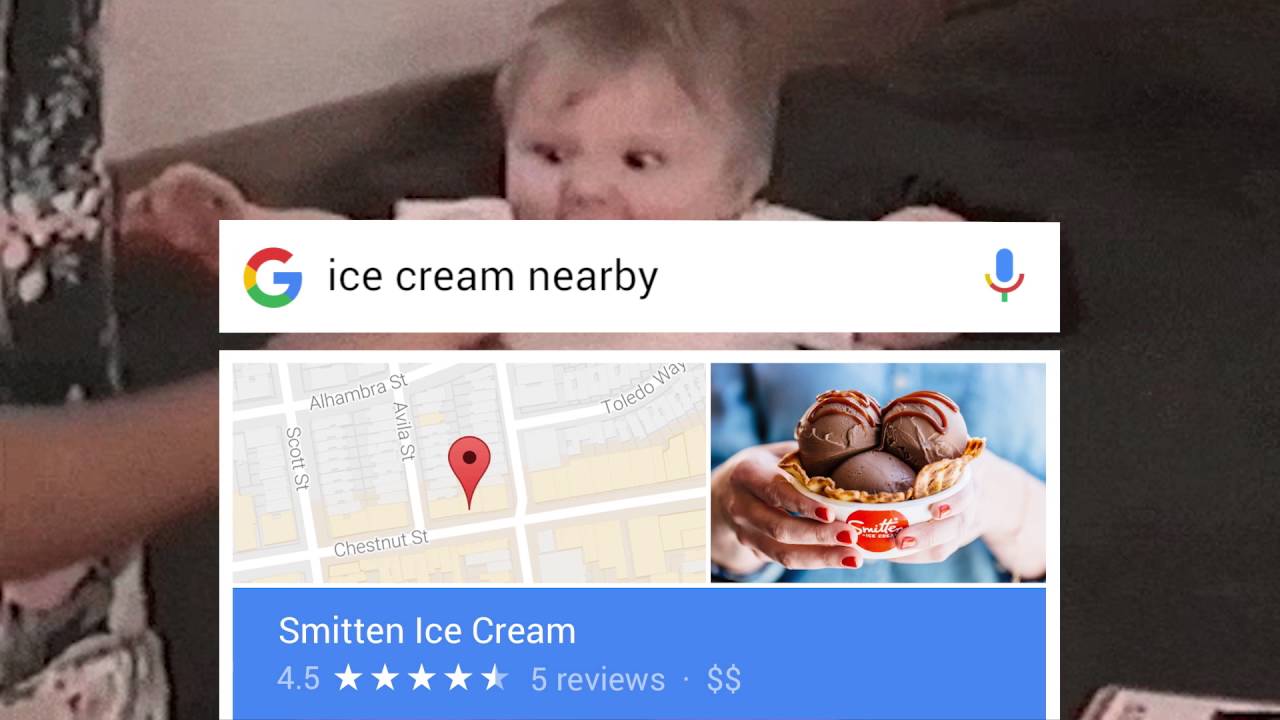 Google Search: Ice cream nearby - google screaming ad