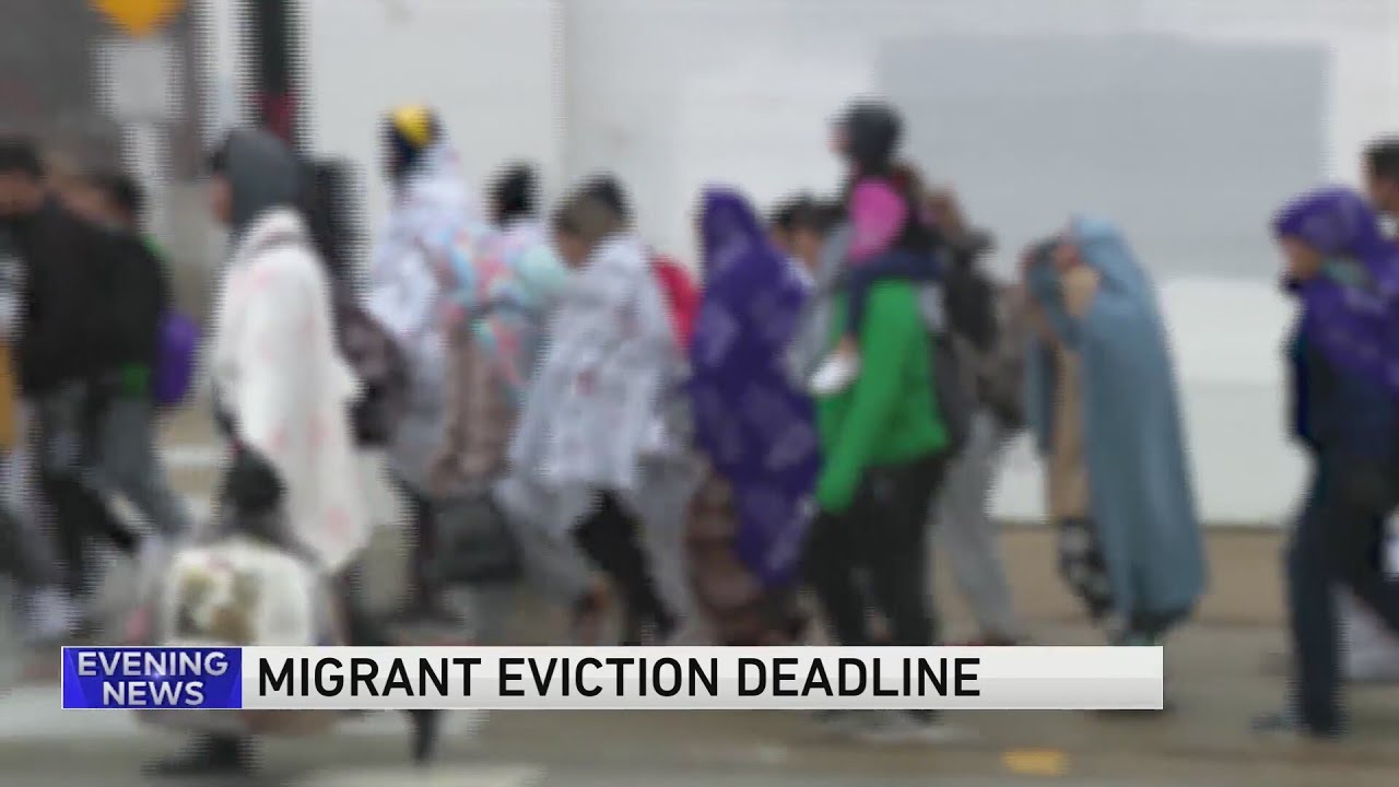 Evictions begin for some at city-run migrant shelters - YouTube