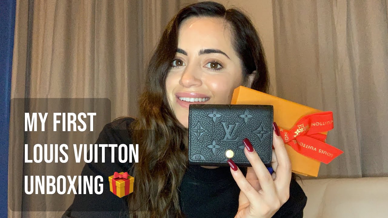 Unboxing Louis Vuitton Card Holder Black Noir Monogram Empreinte