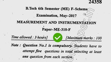 2017 Mdu BTech ME 6th Sem Measurement & Instrumentation Question Paper
