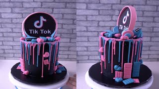 Cake decoration| How to Make TikTok Cake| Birthday cake design  idea with black buttercream at home