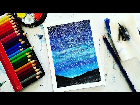 Watercolor Pencil Art Tutorial - Galaxy Using Watercolor Pencils - Youtube