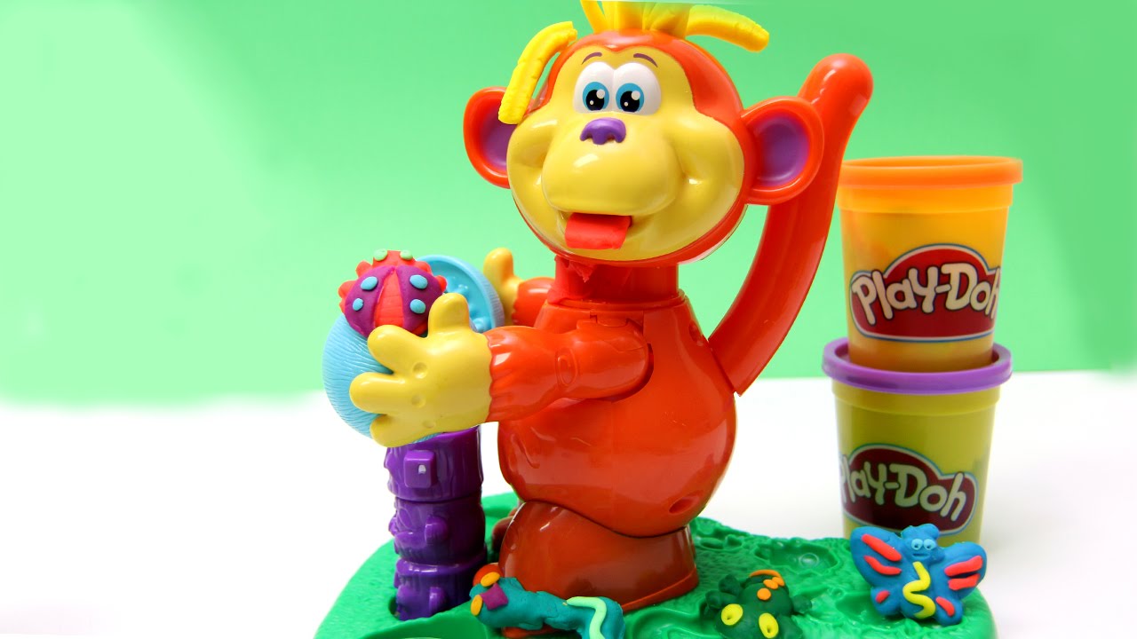 Киндер пластилины. Play Doh обезьянка. Пластилин обезьян с помадой. Лепим обезьяну держащая лампу. Видео лепка обезьяна с пилами.