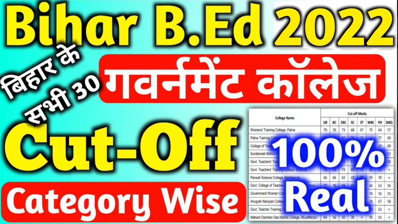 Bihar B.Ed Government College Cut Off 2022, बिहार सरकारी बीएड कॉलेज Cut